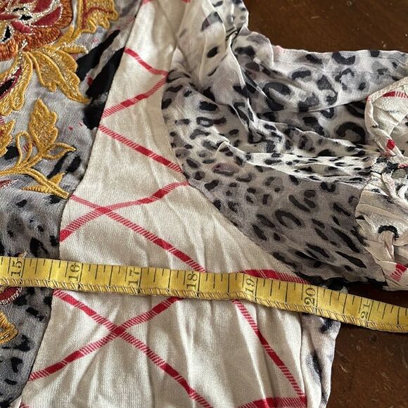 Anthropologie Embroidered Leopard Print Top - Picture 8 of 9